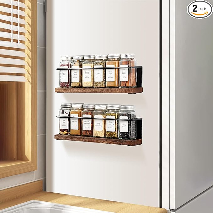 2 Pack Strong Magnetic Spice Rack Organizer for
